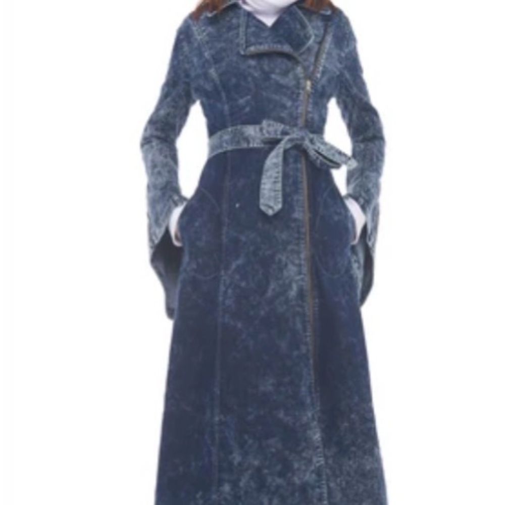 Norma Kamali Gang Coat ~ Blue Acid Wash